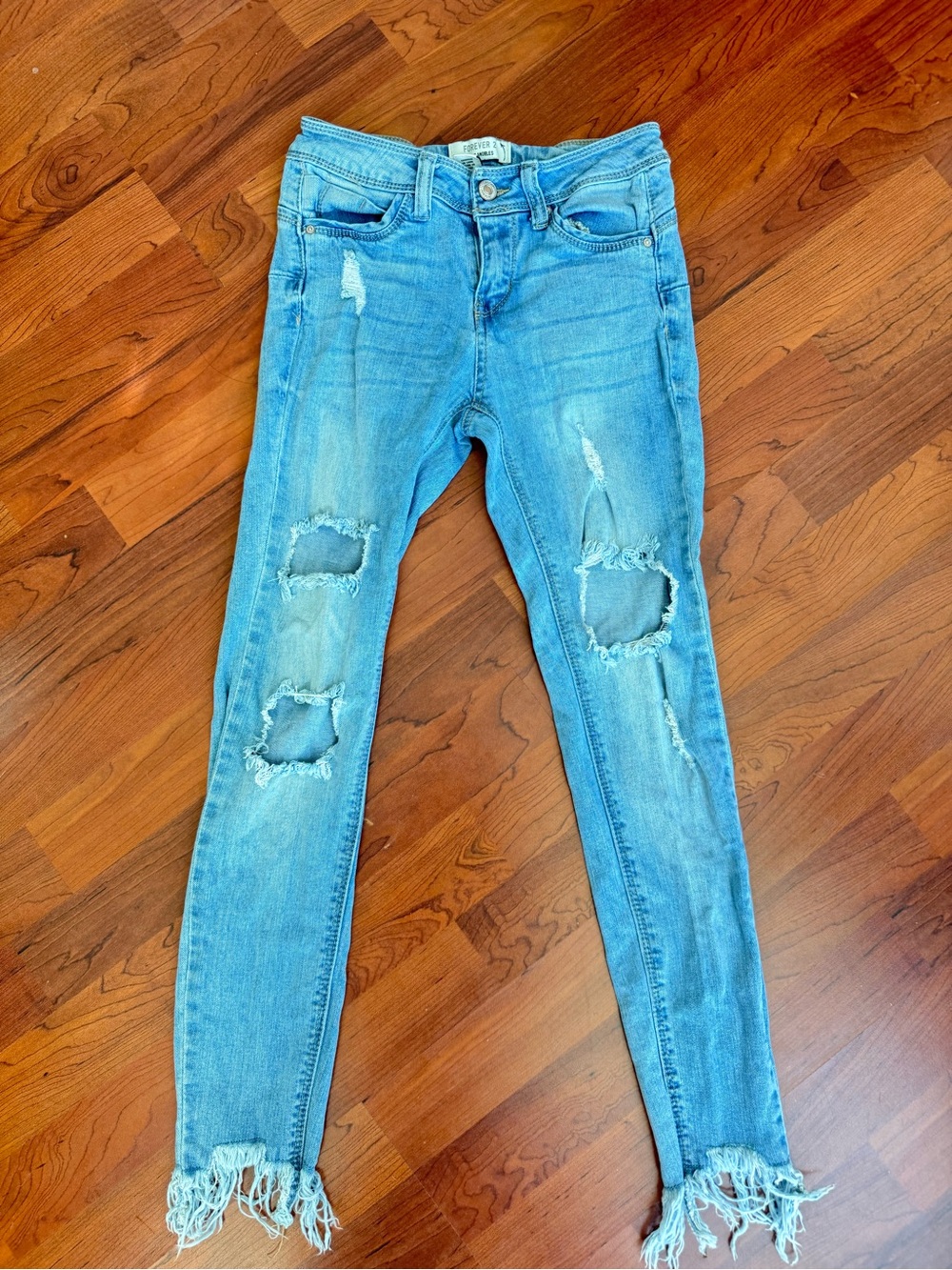 Light Blue Distressed Skinny Jeans